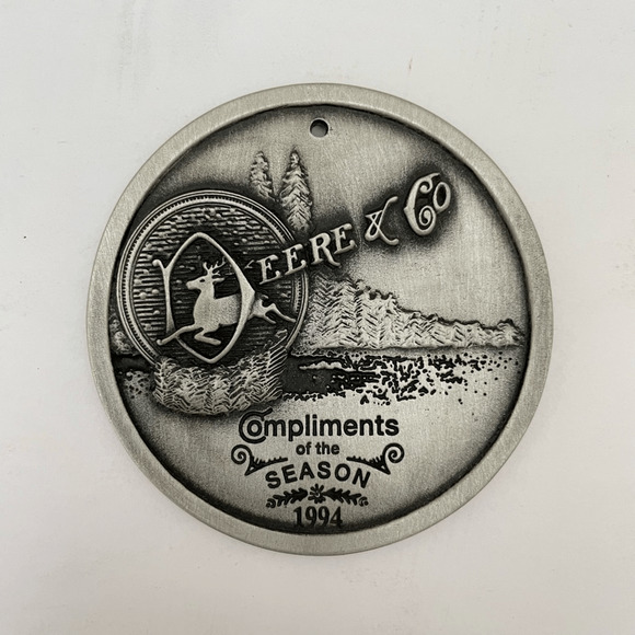 John Deere Vintage Limited Edition Silver Christmas Ornament - Picture 1 of 5